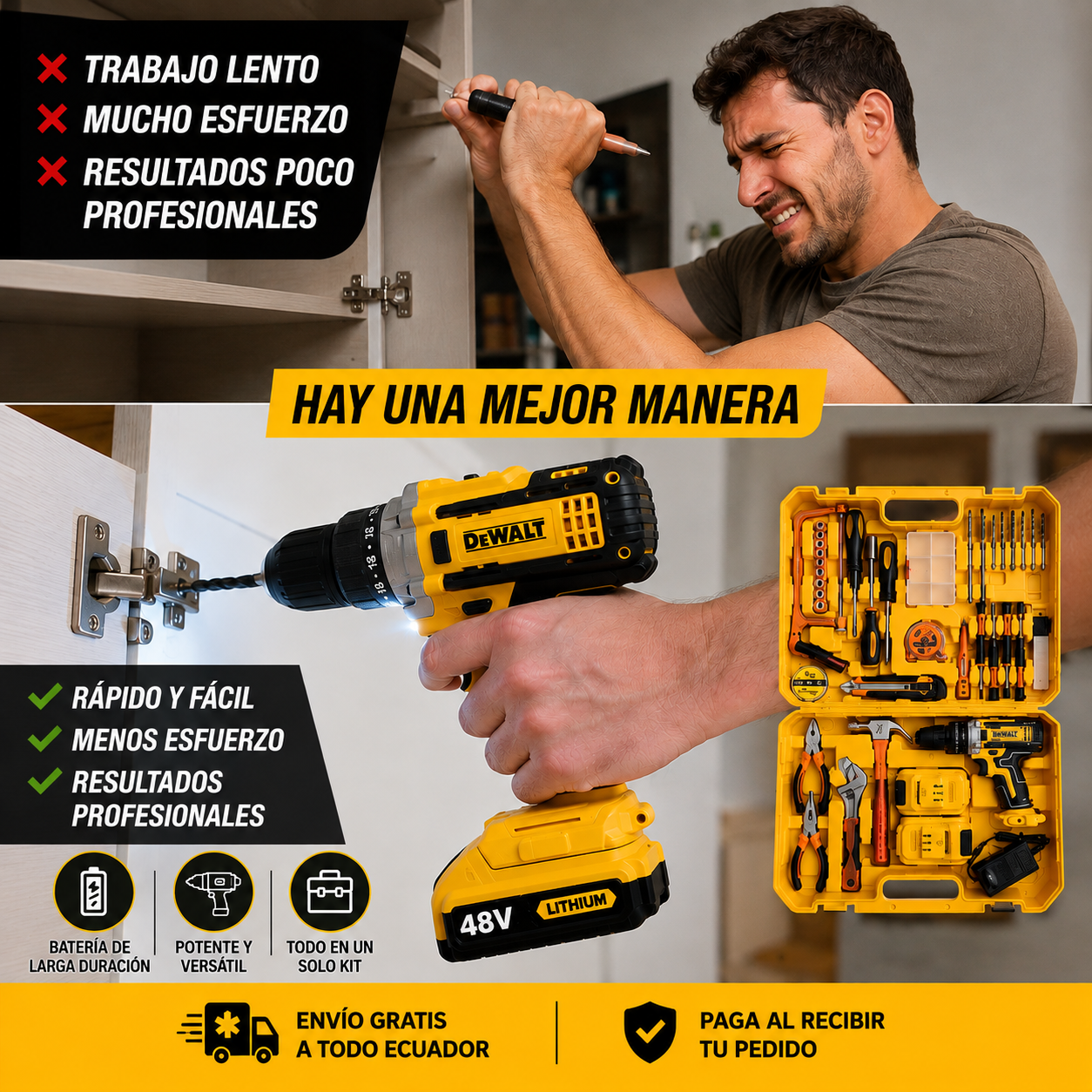 KIT TALADRO INALÁMBRICO DEWALT CON MALETÍN Y ACCESORIOS 🔥
